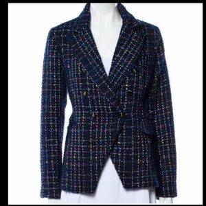 NWT House Of Harlow 1960 Women's Blue Shimmering Metallic Tweed Blazer/ Jacket M